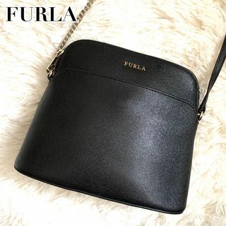 フルラ(Furla)の未使用級✨フルラ ショルダーバッグ マイキー レザー チェーン ロゴ ブラック(ショルダーバッグ)