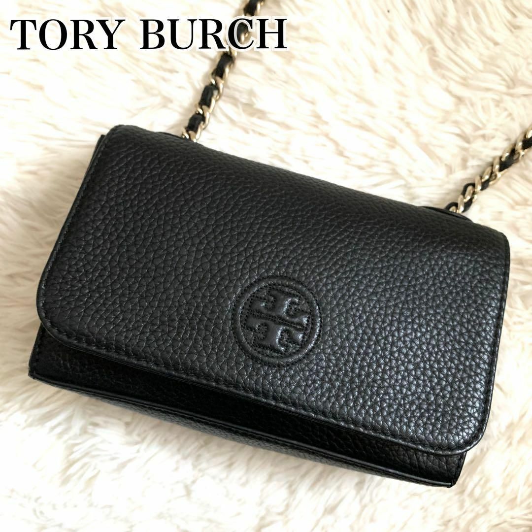 Tory Burch(トリーバーチ)の未使用級✨トリーバーチ ショルダーバッグ チェーン ロゴ 型押し レザー 黒 レディースのバッグ(ショルダーバッグ)の商品写真