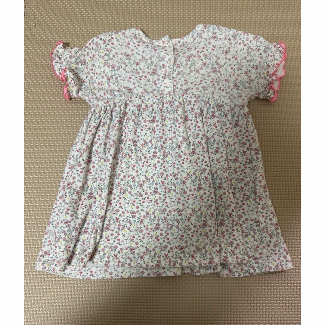 PETIT BATEAU(プチバトー)の【プチバトー】女の子 花柄ワンピース 半袖 袖フリル　可愛い 12ヶ月 74cm キッズ/ベビー/マタニティのベビー服(~85cm)(ワンピース)の商品写真