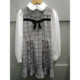 アンクルージュ(Ank Rouge)の【美品】アンクルージュ  チェック柄  リボン  ワンピ(ミニワンピース)