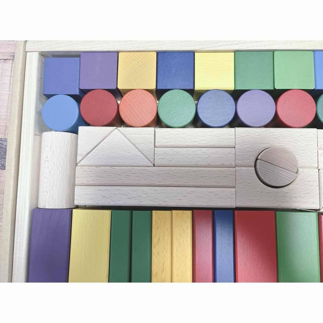 NICHIGAN(ニチガン)のニチガン 木製 12カラーブロック 積み木 60ピース キッズ/ベビー/マタニティのおもちゃ(知育玩具)の商品写真