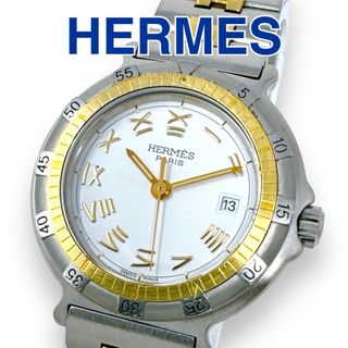 エルメス(Hermes)のエルメス キャプテンニモ コンビ ホワイト文字盤 ゴールド レディース 時計(腕時計)