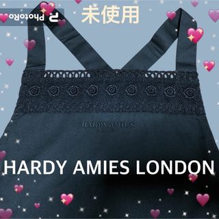 HARDY AMIES - ハーディエイミス　未使用　エプロンドレス　黒　カフェエプロン　オシャレ