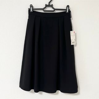 UNIQLO ハイウエストクレープタックスカート ブラック S