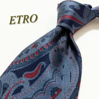 ETRO - 【美品】ETRO エトロ ネクタイ ペイズリー柄 シルク イタリア製 ネイビー