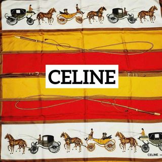 celine - ★CELINE★ スカーフ 大判 馬車 シルク レッド オレンジ