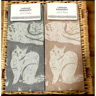 ラプアンカンクリ(LAPUAN KANKURIT)のラプアンカンクリ 猫 麻 キッチンタオル 2枚(日用品/生活雑貨)