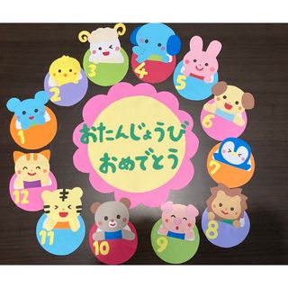 壁面飾り　保育園　幼稚園　施設　動物　どうぶつ　誕生日表　バースデー　新年度(型紙/パターン)