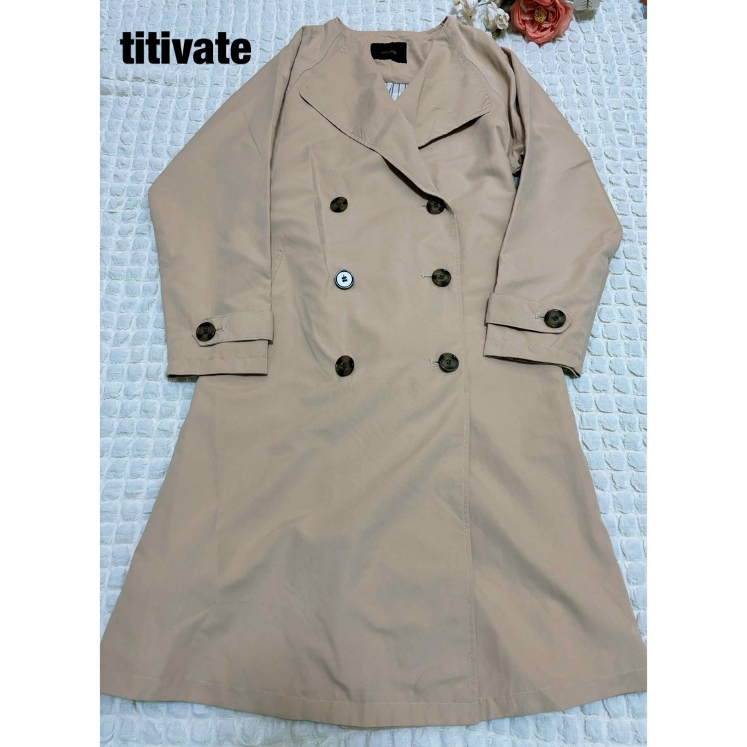 titivate(ティティベイト)のtitivate ノーカラー スプリングコート M 美品 レディースのジャケット/アウター(スプリングコート)の商品写真