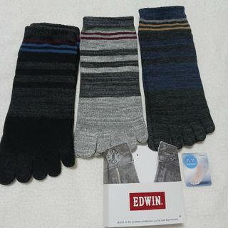 EDWIN - エドウィン 5本指靴下 3足セット EDWIN 5本指ソックス ショート丈