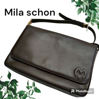 ミラショーン(mila schon)のMija schon ショルダーバッグ レザー ゴールド金具 肩掛け ブラウン(ショルダーバッグ)