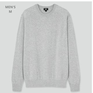 ユニクロ(UNIQLO)のUNIQLO  コットンメリノクルーネックセーター 433836 M グレー(ニット/セーター)