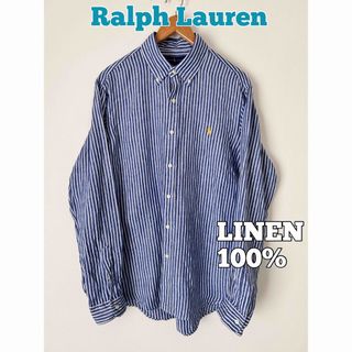 Ralph Lauren - Ralph Lauren ラルフローレン　リネンシャツ　BDシャツ　ストライプ