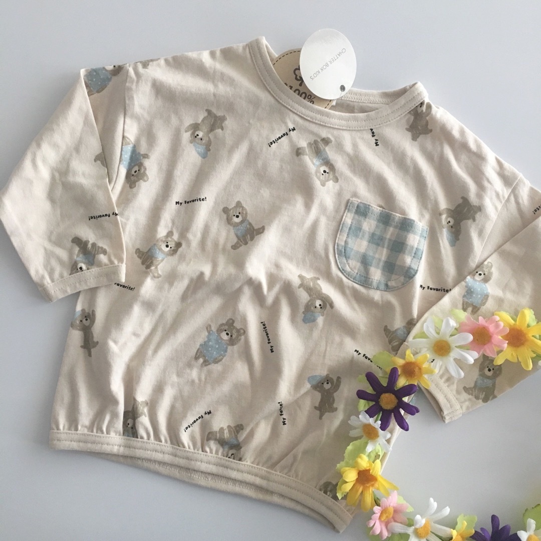 新品◇95◇綿100◇ロンT◇くま キッズ/ベビー/マタニティのキッズ服男の子用(90cm~)(Tシャツ/カットソー)の商品写真