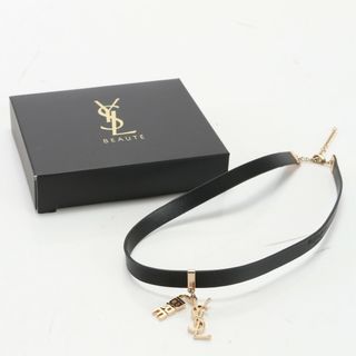 極美品 イヴ サンローラン YSL LIBRE チョーカー ブレスレット 2WAY アクセサリー ゴールド ロゴ ブラック レディース EHM W6-10