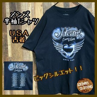 ロック Heart メンズ バンT ブラック XL 古着 2019半袖 Tシャツ(Tシャツ/カットソー(半袖/袖なし))