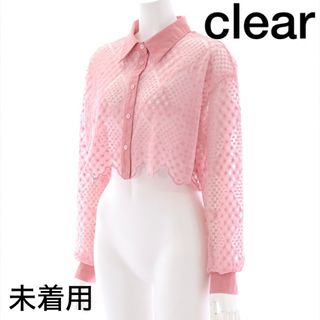 クリア(clear)の☆未着用☆clear 刺繍レースシアーシャツ ピンク(シャツ/ブラウス(長袖/七分))