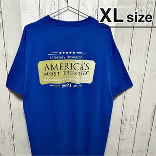 USA古着　Tシャツ　XL　ブルー　青　プリント　スカイライン　ロゴ　アメリカ(Tシャツ/カットソー(半袖/袖なし))