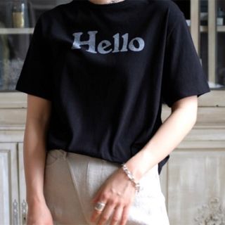 ドゥーズィエムクラス(DEUXIEME CLASSE)のインポート ロゴ Tシャツ HELLO ハロー レディース 黒 ブラック(Tシャツ(半袖/袖なし))