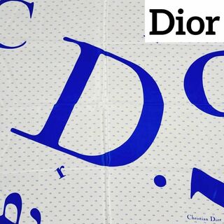 クリスチャンディオール(Christian Dior)の★Christian Dior★ スカーフ CDロゴ シルク ブルー ホワイト(バンダナ/スカーフ)