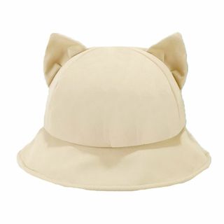 【200円引き】猫耳モチーフがポイントで、シンプルなバケットハット  携帯便利　(ハット)