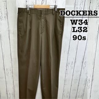 リーバイス(Levi's)のDOCKERS　90s　チノパン　コットンパンツ　カーキブラウン　W34　古着(チノパン)