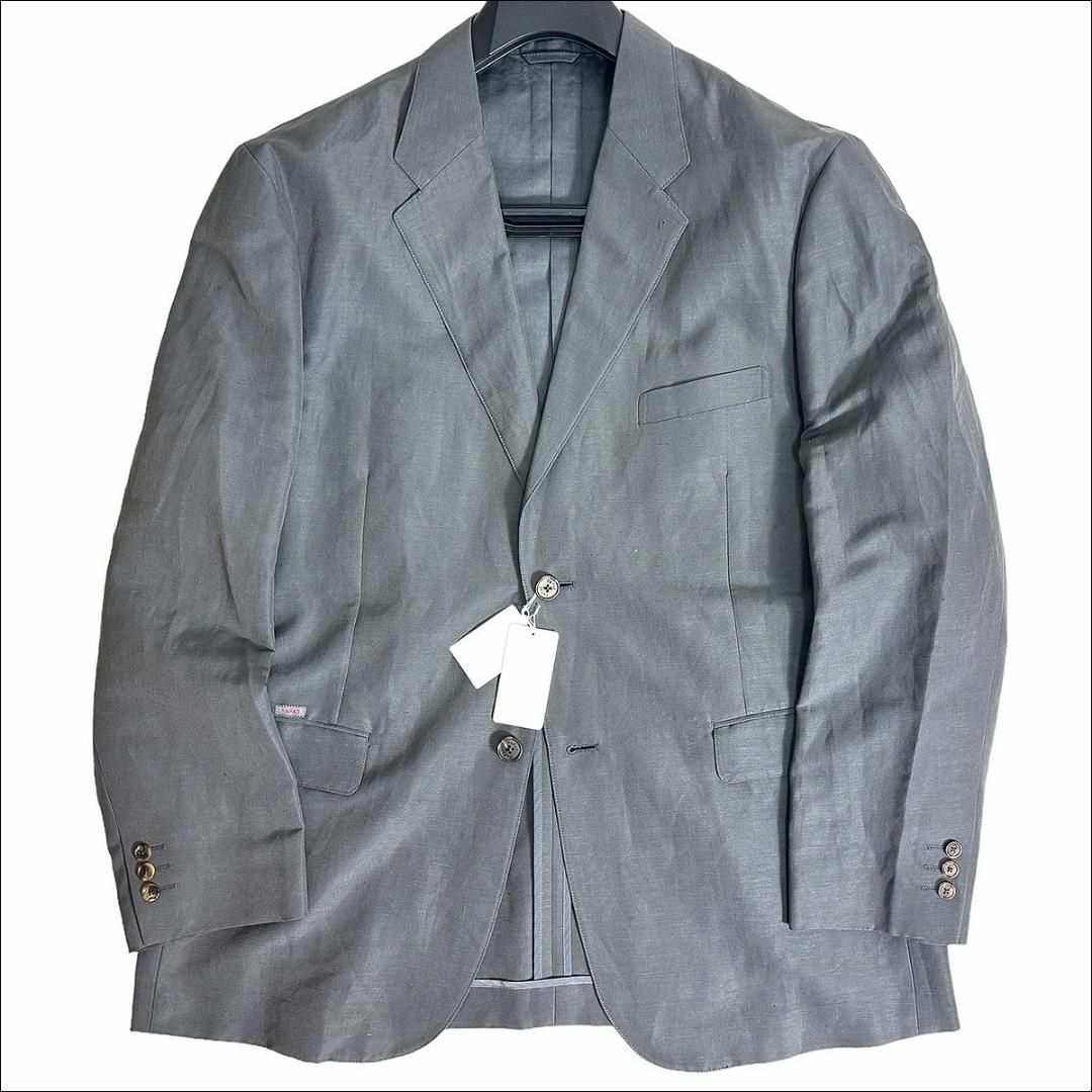 J6073 新品 パパス シルクリネンテーラードジャケット グレー 50L メンズのジャケット/アウター(テーラードジャケット)の商品写真