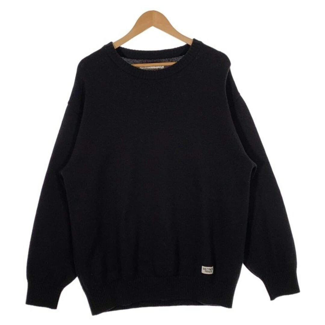 WACKO MARIA(ワコマリア)のWACKO MARIA ワコマリア Wool KNIT SWEATER ウール ニットセーター ブラック リブ編み Size M メンズのトップス(ニット/セーター)の商品写真