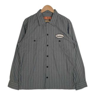 TENDERLOIN テンダーロイン T-WORK SHT ワッペン ストライプシャツ 長袖 チャコールグレー Size M