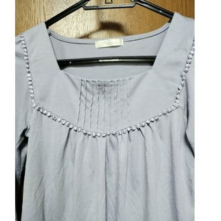 シマムラ(しまむら)のレディース　トップス　春夏　カットソー　五分袖　ラベンダー　古着　下北沢(Tシャツ(半袖/袖なし))