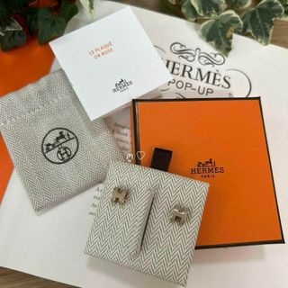 HERMES　エルメス　ポップアッシュミニピアス　マロングラッセ/ピンクゴールド