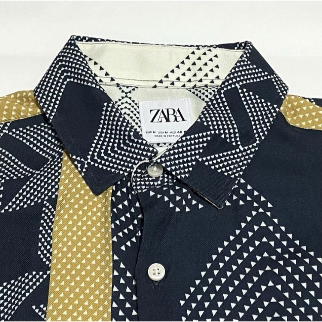 ZARA(ザラ)の【人気】ZARA　ザラ　レーヨンシャツ　総柄シャツ　幾何学模様　個性的 メンズのトップス(シャツ)の商品写真