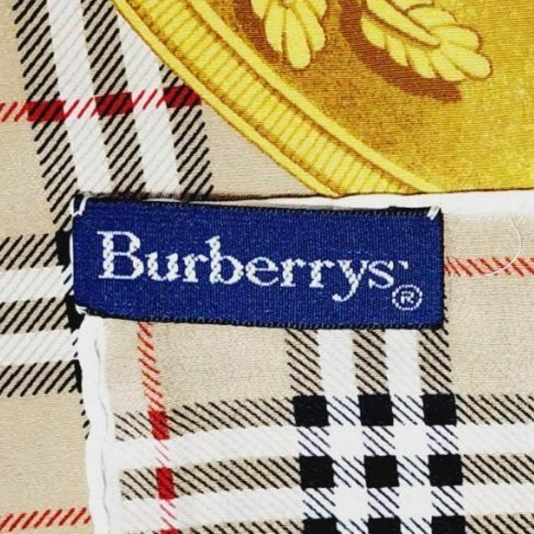 BURBERRY(バーバリー)の極美品★BURBERRY★スカーフ 大判 チェック エンブレム シルク ベージュ レディースのファッション小物(バンダナ/スカーフ)の商品写真