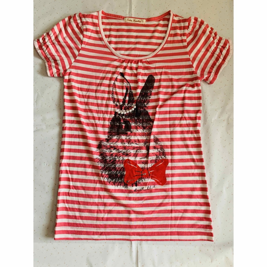 【Listen Heartbeat】うさぎ プリントTシャツ レディースのトップス(Tシャツ(半袖/袖なし))の商品写真