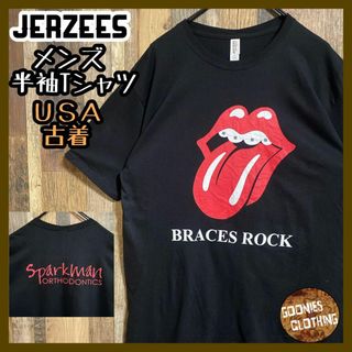 ジャージーズ(JERZEES)のジャージーズ ローリングストーンズ Tシャツ ブラック Mサイズ USA古着(Tシャツ/カットソー(半袖/袖なし))