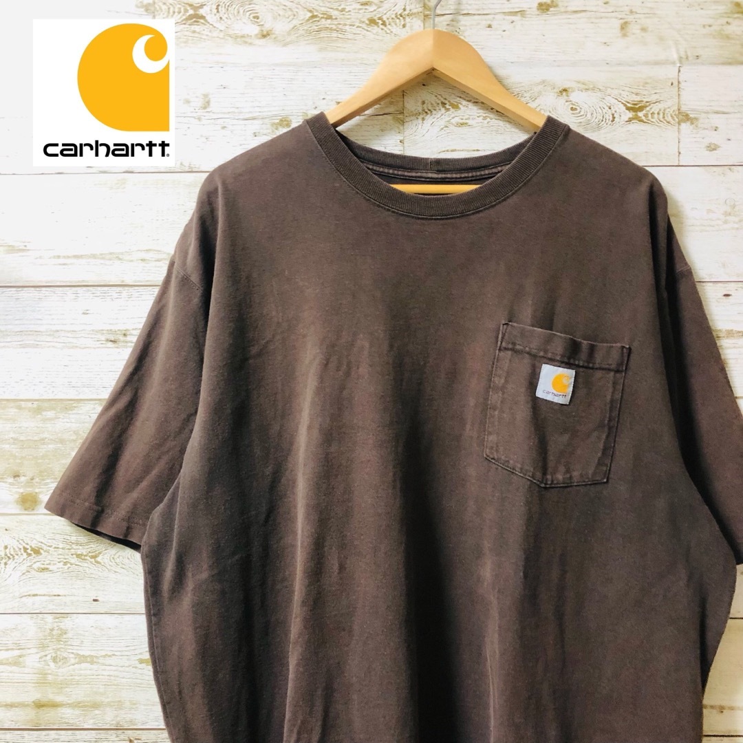 carhartt(カーハート)のカーハートcarhartt 半袖 ダークブラウン XLサイズ メンズのトップス(Tシャツ/カットソー(半袖/袖なし))の商品写真