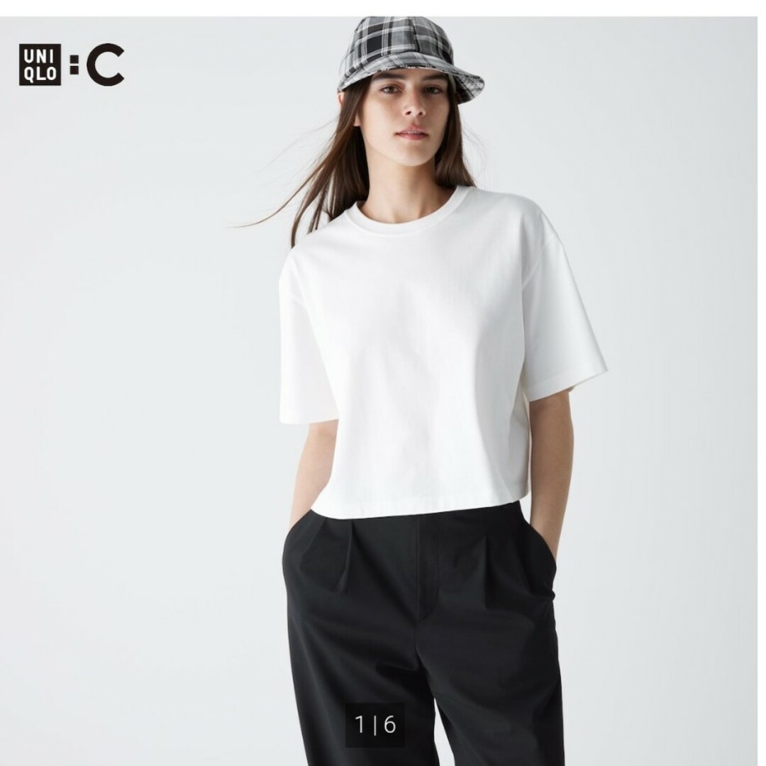 UNIQLO(ユニクロ)のタグ付き新品未使用　ユニクロC　コットンオーバーサイズクロップドＴ レディースのトップス(Tシャツ(半袖/袖なし))の商品写真