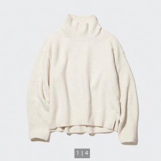 ユニクロ(UNIQLO)のUNIQLO ユニクロ　スフレヤーンハイネックセーター オフホワイト M(ニット/セーター)