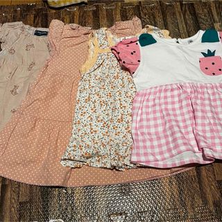 baiya90ノースリーブワンピース半袖春夏イチゴまとめ売り花柄ベビーキッズくま(ワンピース)