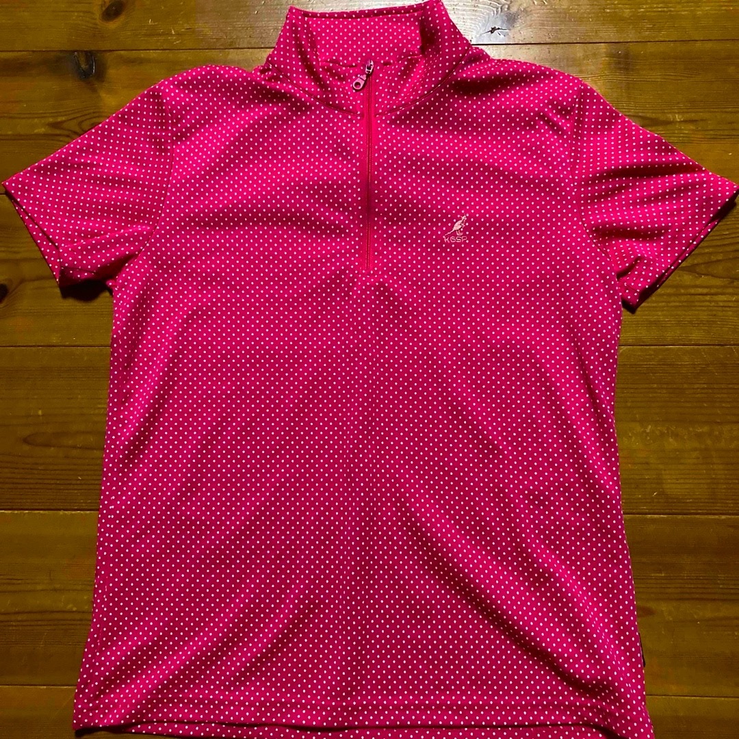 KANGOL(カンゴール)のハイネックスポーツTシャツ　カンゴールスポーツ　ピンク　ドット柄　M レディースのトップス(Tシャツ(半袖/袖なし))の商品写真