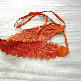 【オレンジ】レディース サッシュベルト 幅広ベルト 刺繍レース コルセットベルト(ベルト)