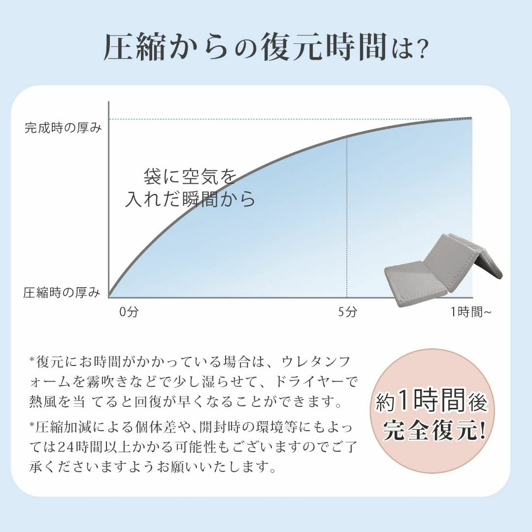 【色: ブラウン】Qucover マットレス シングル 三つ折り 折りたたみマッ インテリア/住まい/日用品のベッド/マットレス(マットレス)の商品写真