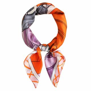 【色:紫オレンジ】[BRMM MIA] スカーフ レディース 70×70cm シ(その他)