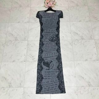 プリーツプリーズイッセイミヤケ(PLEATS PLEASE ISSEY MIYAKE)の希少　極美品　プリーツプリーズ　レシピ柄　ロングワンピース　4　日本製(ロングワンピース/マキシワンピース)