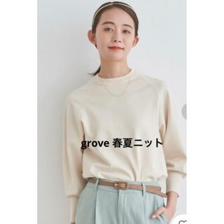 グローブ(grove)の【美品】grove 春夏ニット  アイボリー(ニット/セーター)