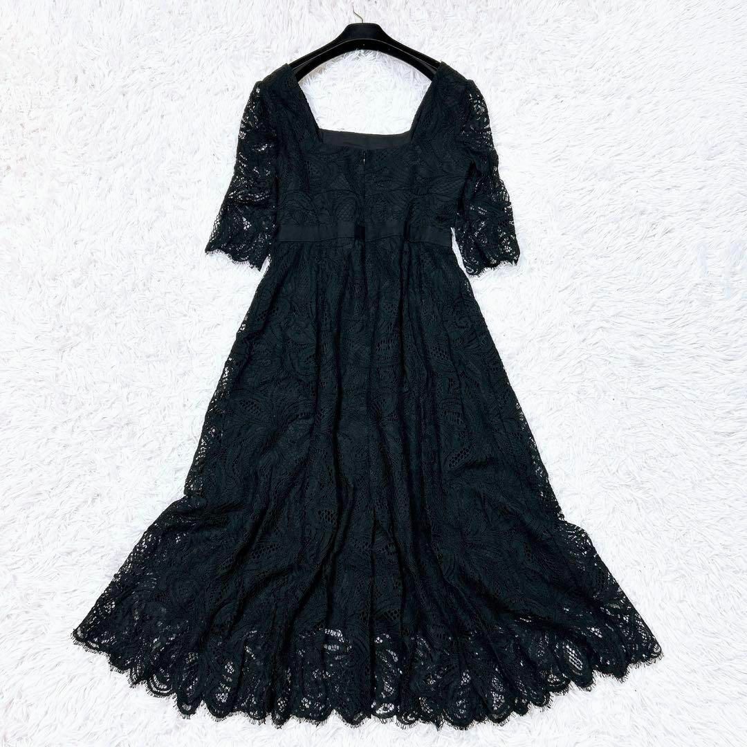 GRACE CONTINENTAL(グレースコンチネンタル)の美品✨グレースクラス 花柄刺繍 ロングワンピース フレア ブラック フリー レディースのワンピース(ロングワンピース/マキシワンピース)の商品写真