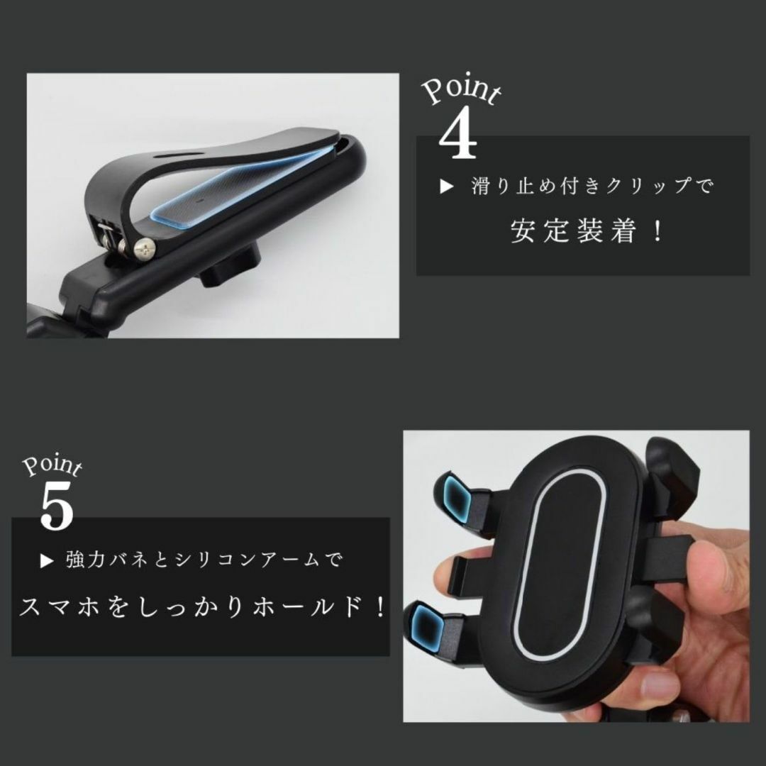 【色: グリーン】EU SOU スマホホルダー クリップ式 サンバイザー 車 ス スマホ/家電/カメラのスマホアクセサリー(その他)の商品写真