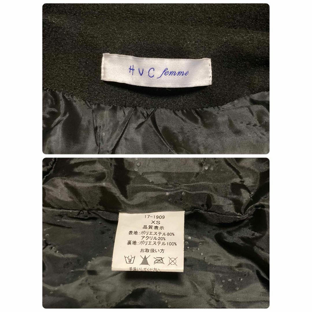 HVC femme　ガウンコート　ミドル ロング　XS　ブラック　レディース レディースのジャケット/アウター(ガウンコート)の商品写真