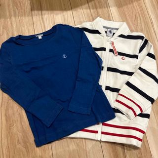 プチバトー(PETIT BATEAU)のプチバトー　スウェットカーディガンと長袖Tシャツセット(カーディガン)