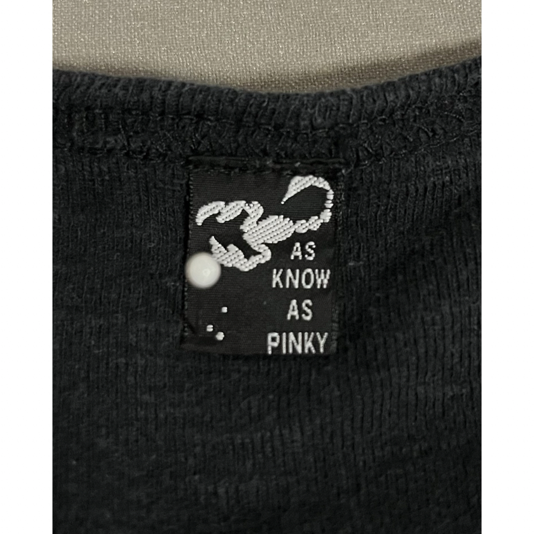 AS KNOW AS PINKY(アズノゥアズピンキー)のAS KNOW AS PINKY Tシャツ　ブラック レディースのトップス(Tシャツ(半袖/袖なし))の商品写真